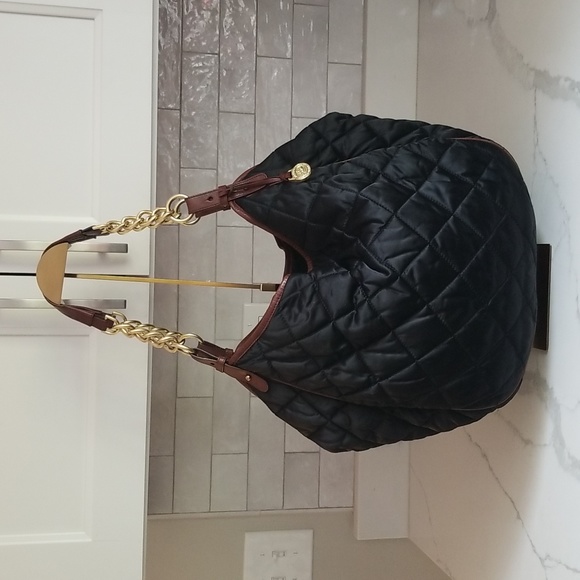 Brahmin Handbags - Brahmin Vintage Extra Large Tote Shoulder Bag Black Nylon Brown Leather Trim